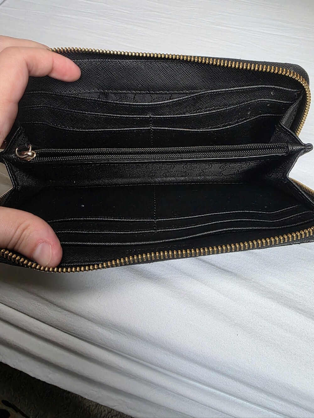 Michael Kors Black Saffiano Leather Zip Wallet with Gold Logo - Picture 7 of 15